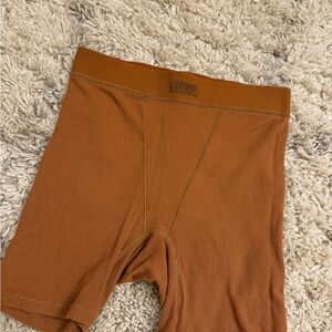 Skims Brown Ribbed Biker Shorts